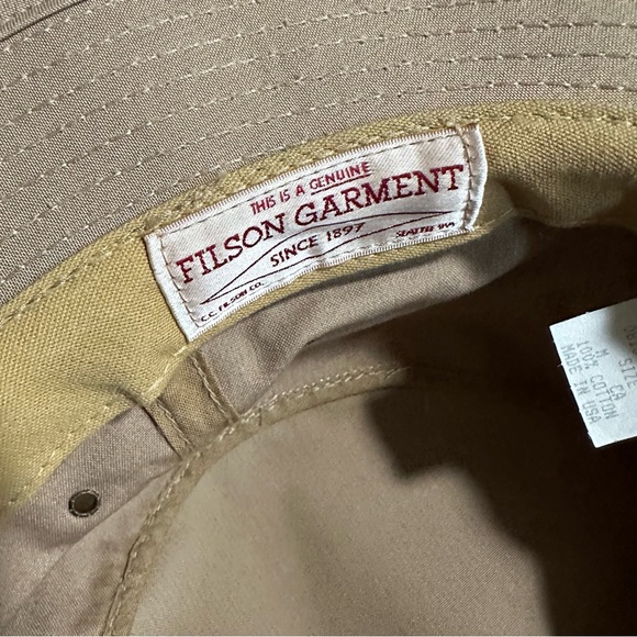 C.C Filson Co. Seattle Tin Cloth Packer Hat Vintage Waxed Canvas Leather Tan MED - Picture 2 of 7